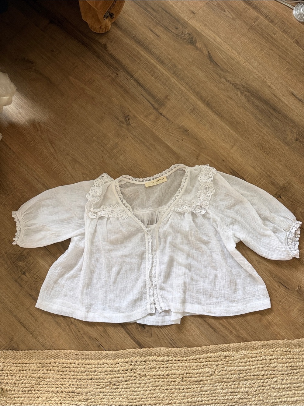 White Lace-Trim Top